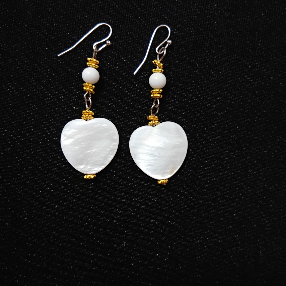 Elegant White Heart Earrings